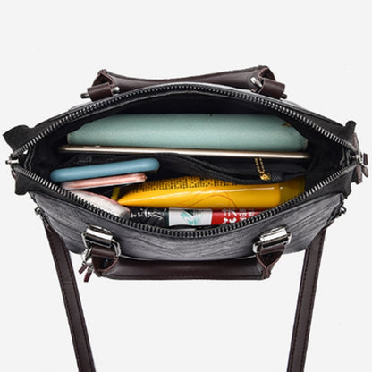 Double Zipper Office Tote Handbag