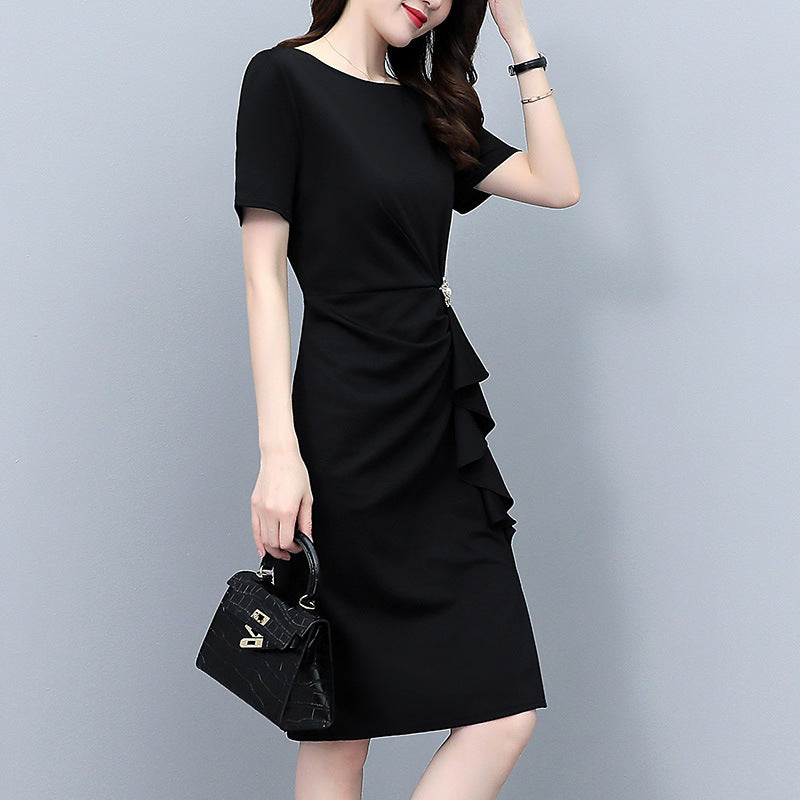 Elegant Plus Size Black Midi Dress