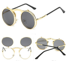 Vintage Round Flip-Up Sunglasses