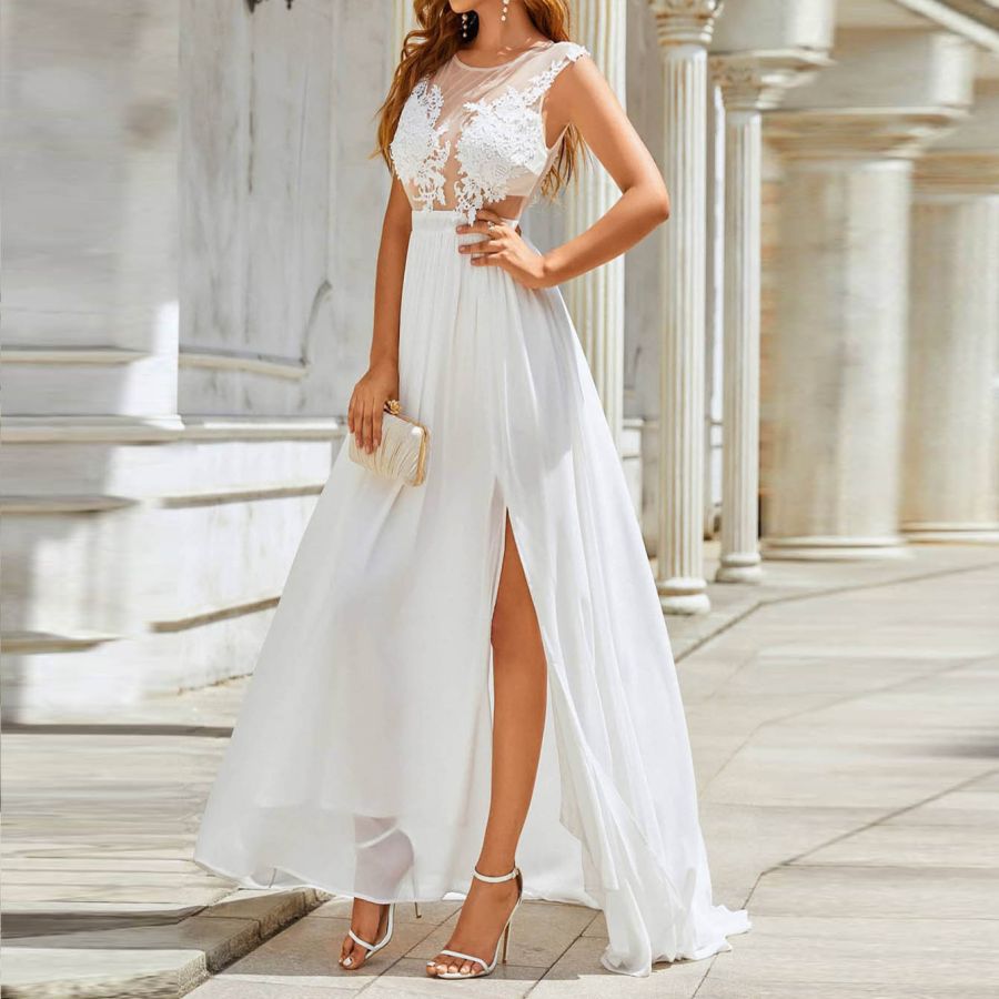 Chiffon Lace Trailing Wedding Large Swing Dress