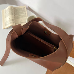 PU Leather Bucket Shoulder Bag for Women