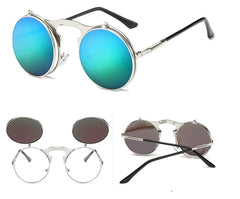 Vintage Round Flip-Up Sunglasses