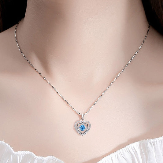 999 Sterling Silver Necklace Female With Hearts Silver Pendant