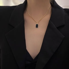 Women's Gold Geometric Square Pendant Necklace