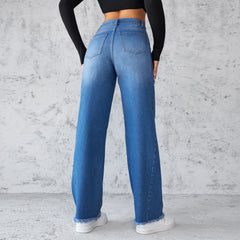 Women's Casual High-waist Wide-leg Jeans