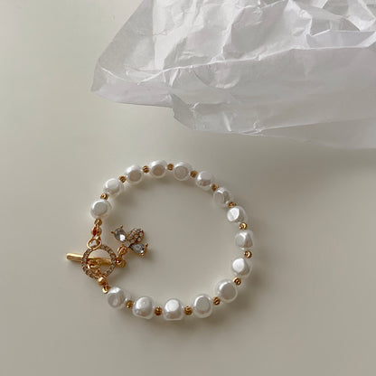 Classic Fashion Natural Stone Pearl Pendant Bracelet For Woman Exquisite New Lucky Cuff Bracelet Anniversary Gift Luxury Jewelry