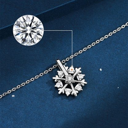 Rotatable 925 Silver Snowflake Necklace Women Luxury Niche Design Shiny Rhinestone Jewelry Autumn And Winter Birthday Gift For Friends