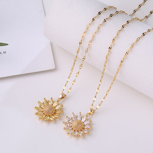 Elegant Sunflower Pendant Necklace