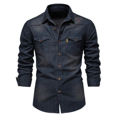 Men's Long Sleeve Cowboy Denim Shirt