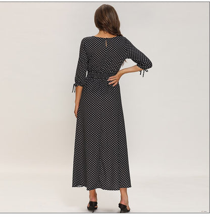 Black Casual O-neck Long Maxi Dress