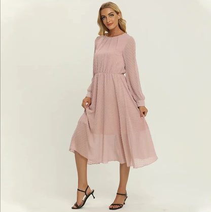 A-Line Mid-Calf Dress for Women in pink color