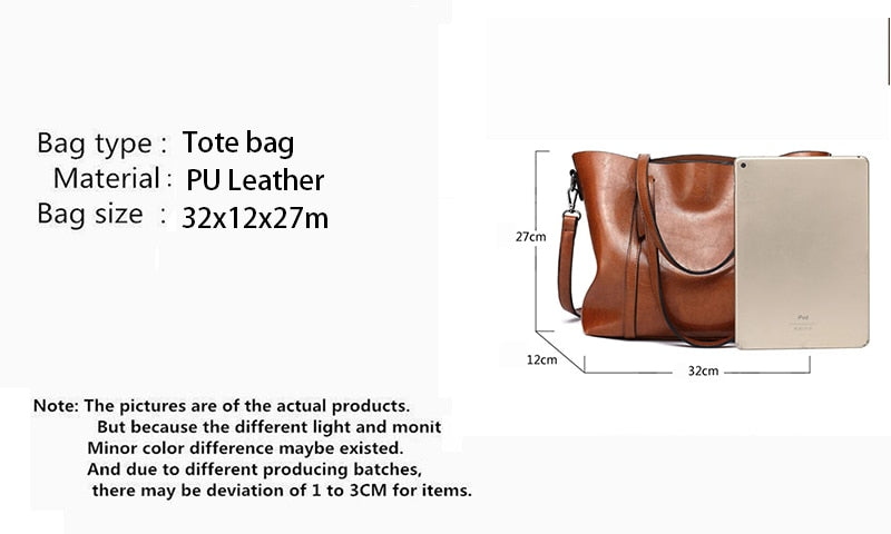 Vintage PU Leather Tote Shoulder Bag