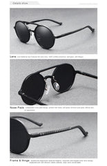 Men Round Aluminium Frame Sunglass