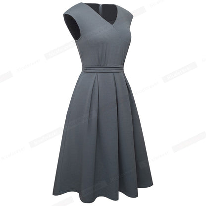 Vintage Sleeveless Swing Dress with Pocket