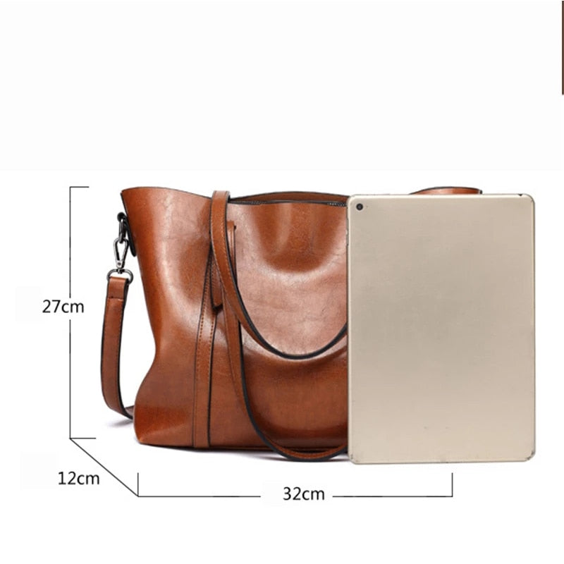 Vintage PU Leather Tote Shoulder Bag