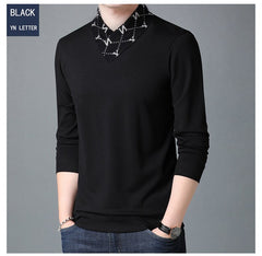 Black Cotton Letter Print Long Sleeve T- Shirt