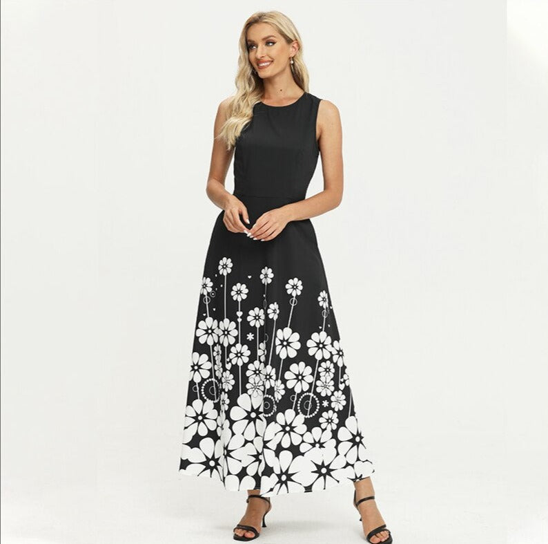 Women’s Vintage Fit and Flare  Maxi Dress”