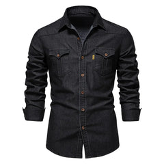 Men's Long Sleeve Cowboy Denim Shirt