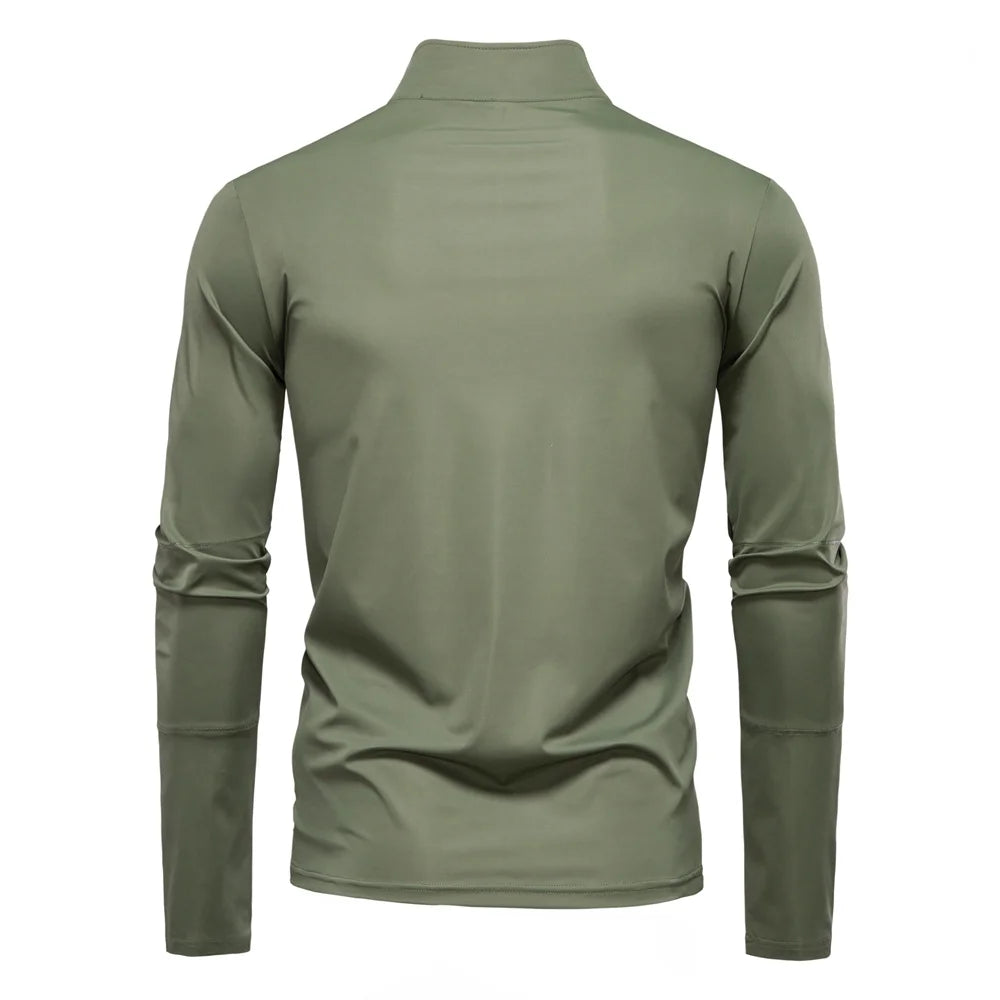 Green long-sleeve shirt on a white background