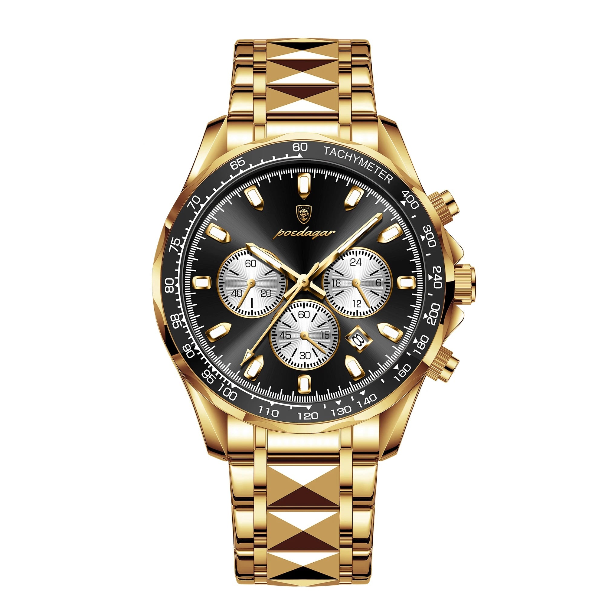 Men black Gold Quartz Wristwatch