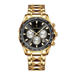 Men black Gold Quartz Wristwatch