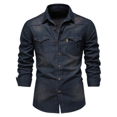 Men's Long Sleeve Cowboy Denim Shirt
