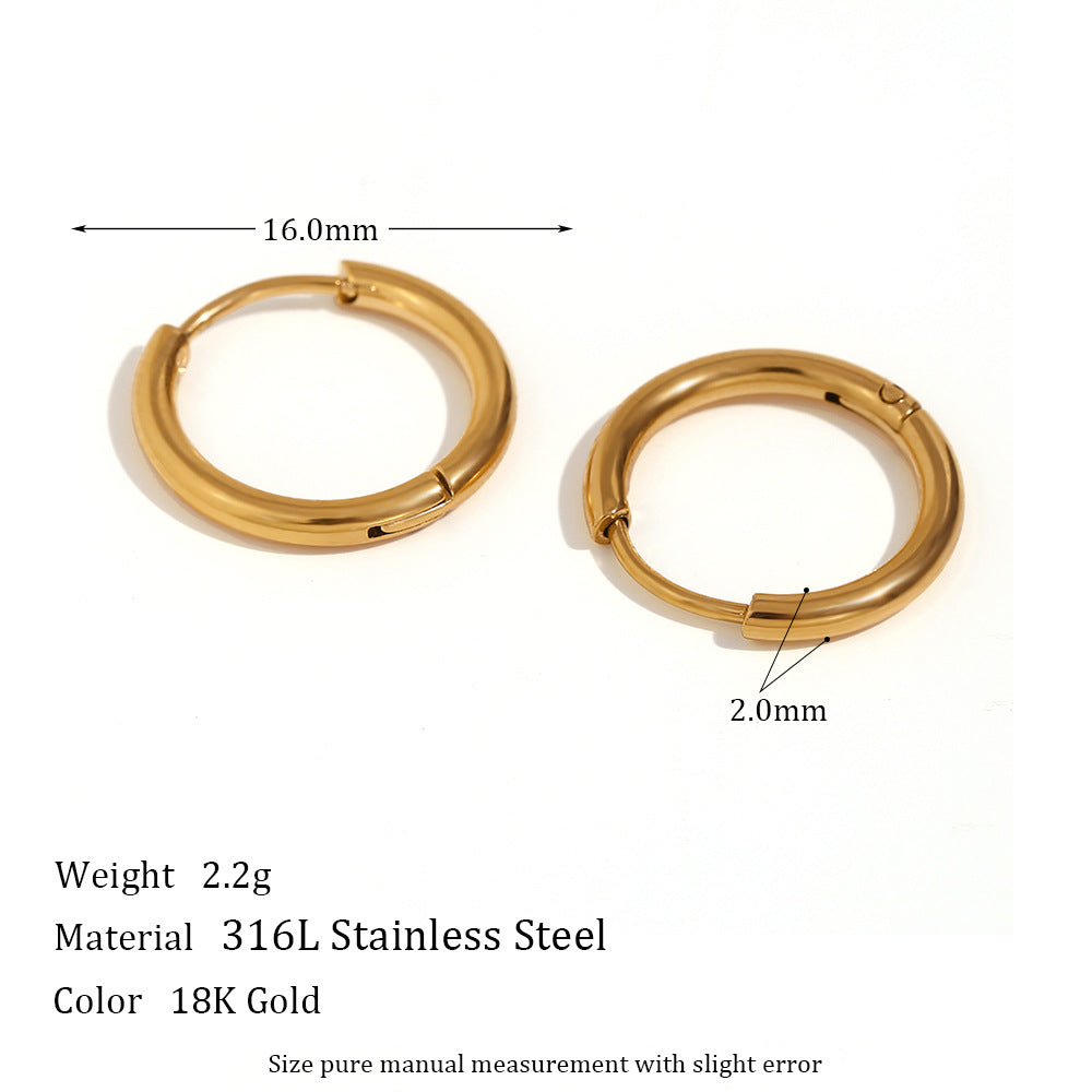 All-match Ear Clip Ear Hoop Jewelry Niche Stainless Steel Plated 18K Ear Accessories For Her