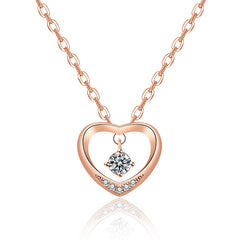 Heart-shaped Women's Micro-inlaid Hollow Pendant Necklace