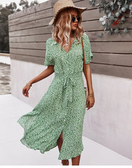 Women's Casual Floral Chic Midi Dress