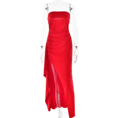 Strapless Backless Maxi Dress with High Split