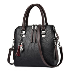 Double Zipper Office Tote Handbag