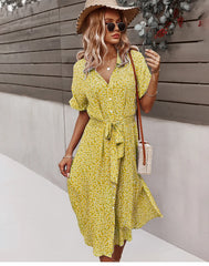 Women's Casual Floral Chic Midi Dress
