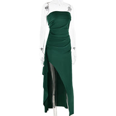 Strapless Backless Maxi Dress with High Split