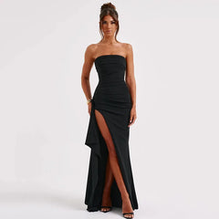 Strapless Backless Maxi Dress with High Split