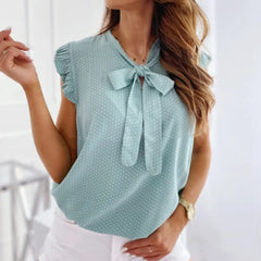 Women Polka Dot Sleeveless Blouses shirt