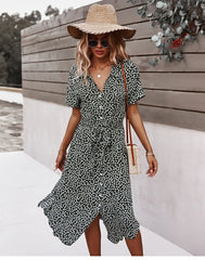 Women's Casual Floral Chic Midi Dress