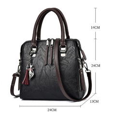 Double Zipper Office Tote Handbag