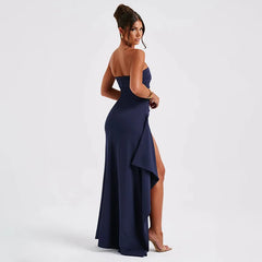 Strapless Backless Maxi Dress with High Split