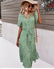 Women's Casual Floral Chic Midi Dress