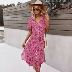 Women's Casual Floral Chic Midi Dress