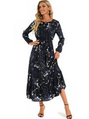 Women's Floral Puff Sleeve Bohemian Dress