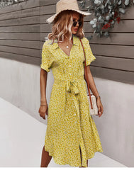 Women's Casual Floral Chic Midi Dress