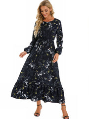 Women's Floral Puff Sleeve Bohemian Dress