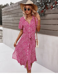 Women's Casual Floral Chic Midi Dress