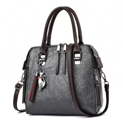 Double Zipper Office Tote Handbag