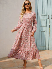 Women's Floral Pink Chiffon Dress