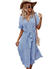 Women's Casual Floral Chic Midi Dress