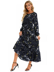 Women's Floral Puff Sleeve Bohemian Dress