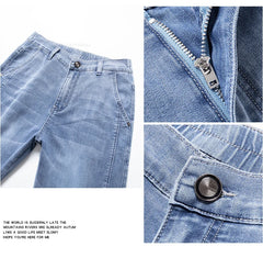 Men's Elastic Waist Summer Thin Jeans