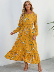 Women's Puff Sleeve Floral Midi Dress